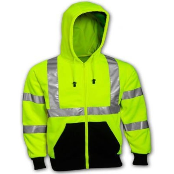Tingley Rubber Tingley® S78122 Class 3 Hooded Sweatshirt, Fluorescent Lime, Large S78122.LG